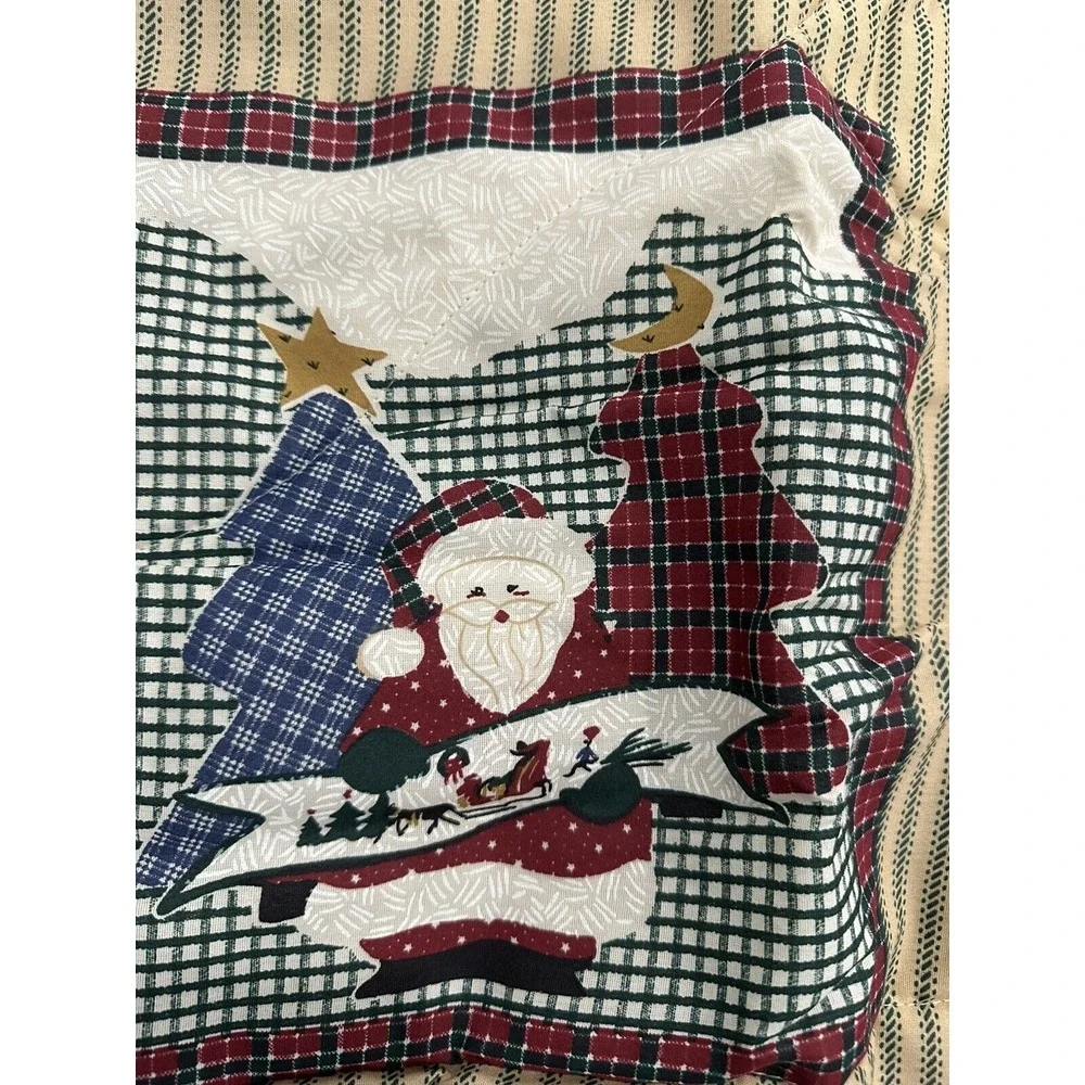Vintage‎ Christmas Queen Bedspread Santa Claus, Christmas Trees, Snowman NEW